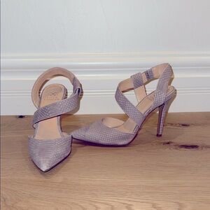 Vince Camuto Gray Snake Print Calin Heels